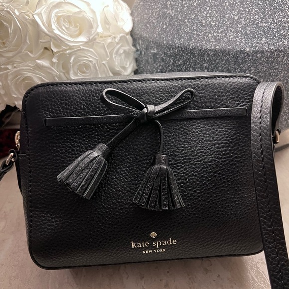 Kate Spade Hayes Street ARLA Black Pebbled Leather Camera Crossbody Bag EUC - Picture 3 of 9